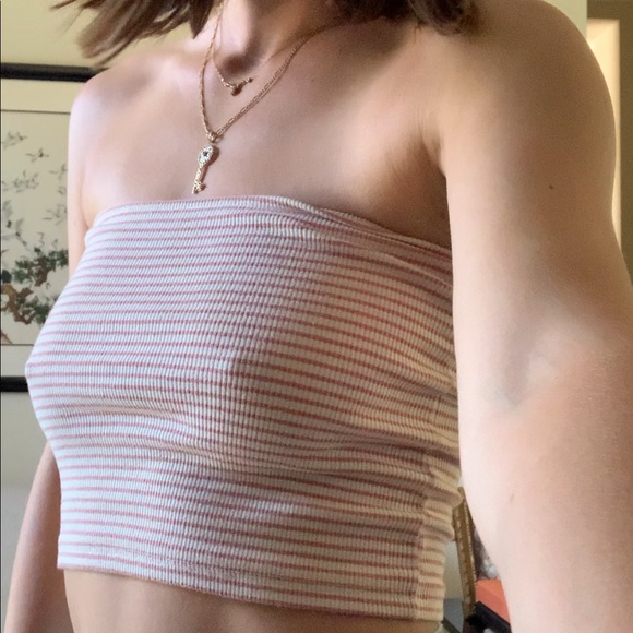 Brandy Melville Pink and Cream Tube Top - Picture 4 of 4